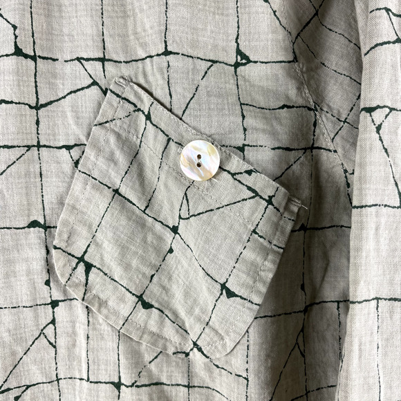 John Mark Tunic Top Womens XL Beige Green Abstract Lagenlook 3/4 Sleeve Pocket - Picture 5 of 15